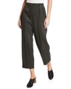 Sleek Twill Cropped Trousers