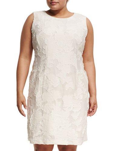 Evelyn Jewel-neck Sleeveless Jacquard Dress,