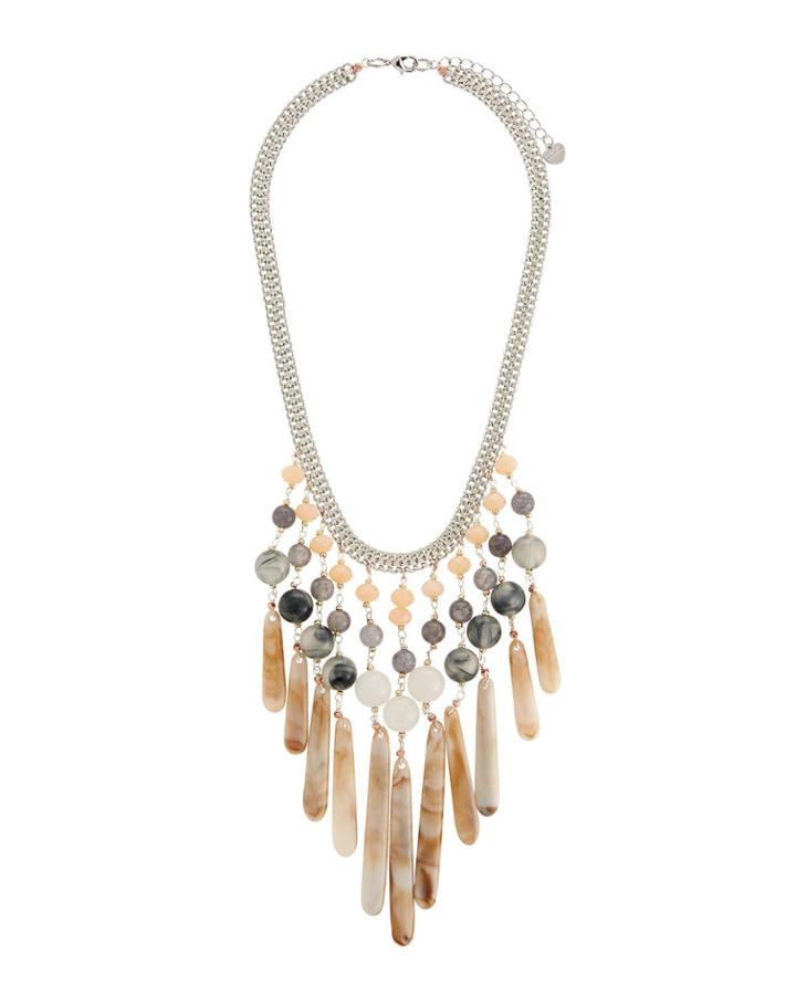 Cream Teardrop Mixed Stone Statement Necklace