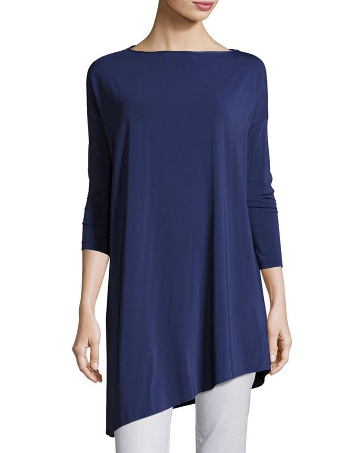 Crepe Jersey Asymmetrical Oversized Tunic, Delft
