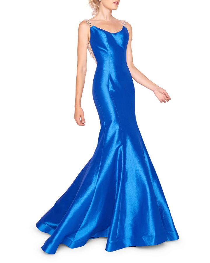 Backless Taffeta Trumpet Gown