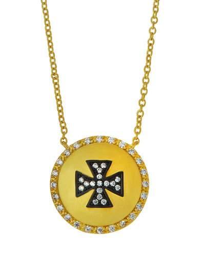 Crystal Maltese Cross Shield Pendant Necklace
