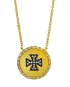 Crystal Maltese Cross Shield Pendant Necklace
