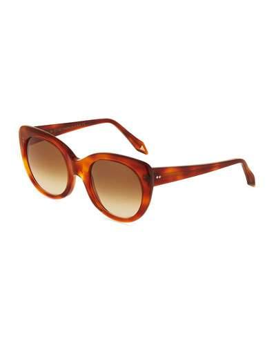 Havana Acetate Modern Cat-eye Sunglasses, Honey