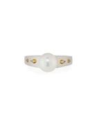 14k Freshwater Pearl & Yellow Sapphire Ring,