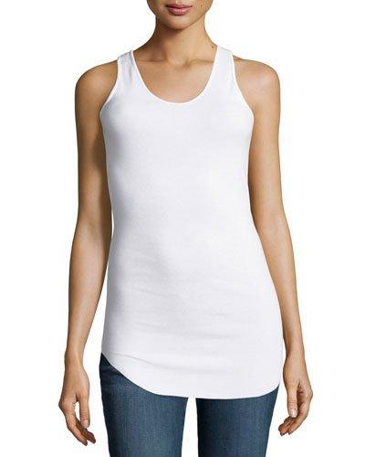 Cotton Racerback Shirttail Tank Top, White