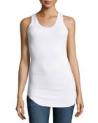 Cotton Racerback Shirttail Tank Top, White