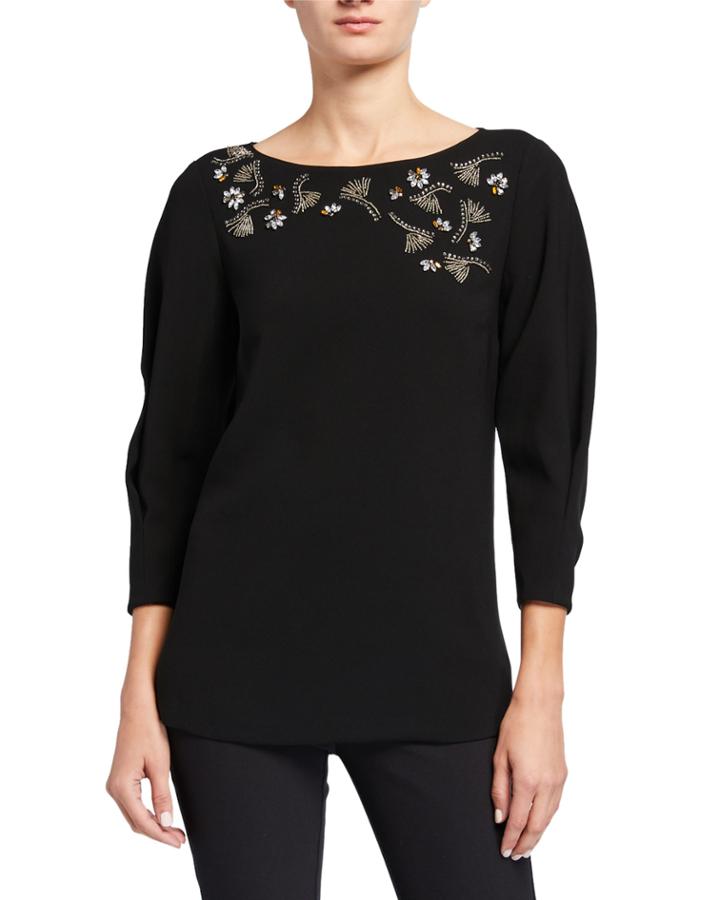 Caddie Finesse Crepe Blouse With Embellished Detail