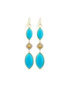 18k Marquise Turquoise Triple-drop Earrings