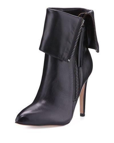 Minix Leather Cuffed Bootie, Black