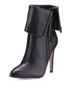 Minix Leather Cuffed Bootie, Black