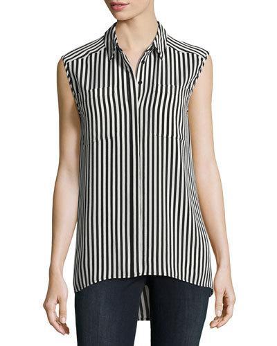 Demure Striped Sleeveless