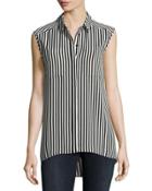 Demure Striped Sleeveless