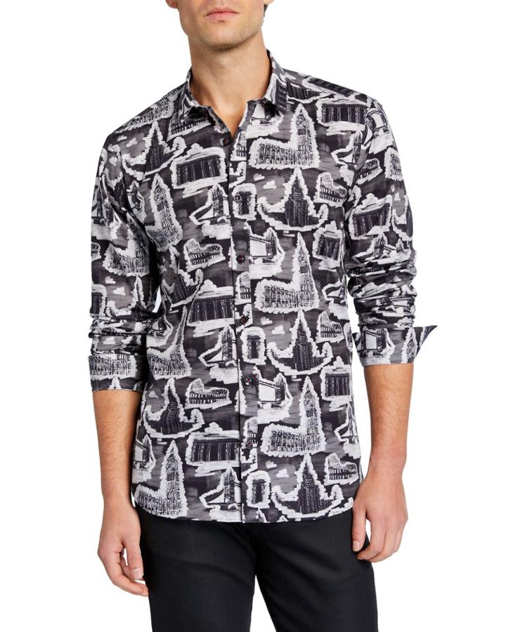 Men's Long-sleeve Building Print