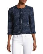 Boucl&eacute; Fringed-trim Jacket