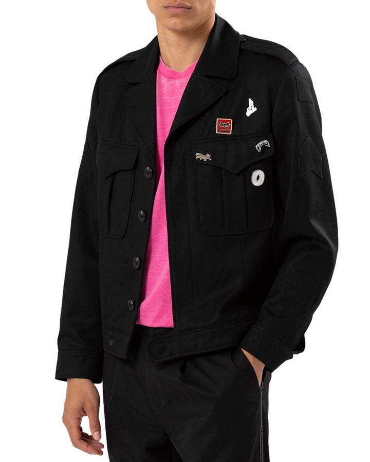 Men's Twill Button-front Jacket With Pin Details