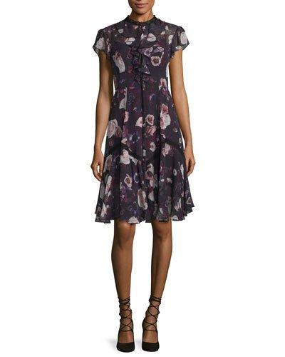 Victorian Cap-sleeve Ruffle Dress