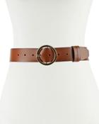 Leather Belt With Circle Buckle