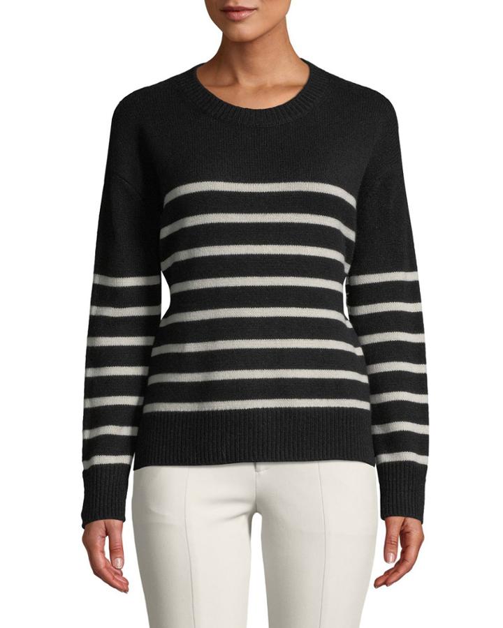 Striped Boxy Crewneck Cashmere
