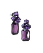 Rectangular Crystal Cluster Earrings, Purple