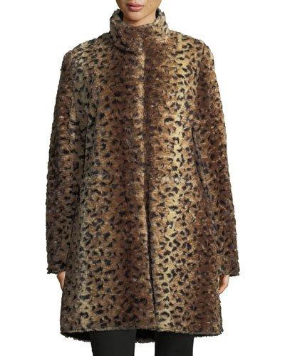 Reversible Faux-fur A-line Coat