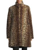 Reversible Faux-fur A-line Coat