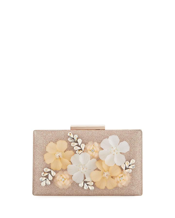 3d Flowers Minaudiere Box Clutch Bag
