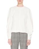 Sculpted Long-sleeve Viscose Top, Ivory