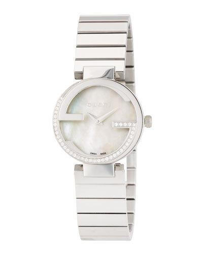 Small Interlocking Stainless Steel Diamond Bracelet Watch