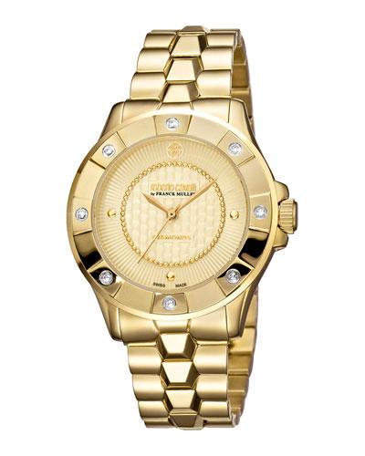 36mm Yellow Golden Diamond Bezel Watch