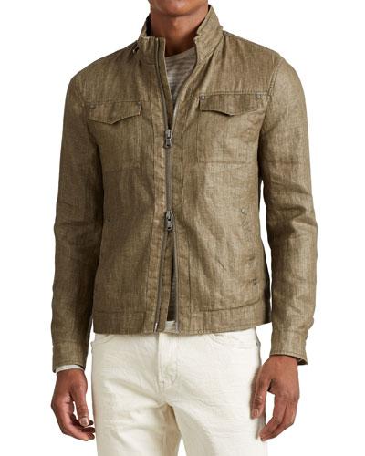 Zip-up Linen Field Jacket