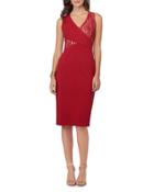 Sleeveless Embroidered Dress, Red