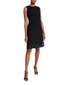 Morganna Sleeveless Nouveau Crepe Dress W/ Embellished Hem