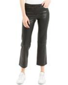 Cropped Leather Boot-cut Pants