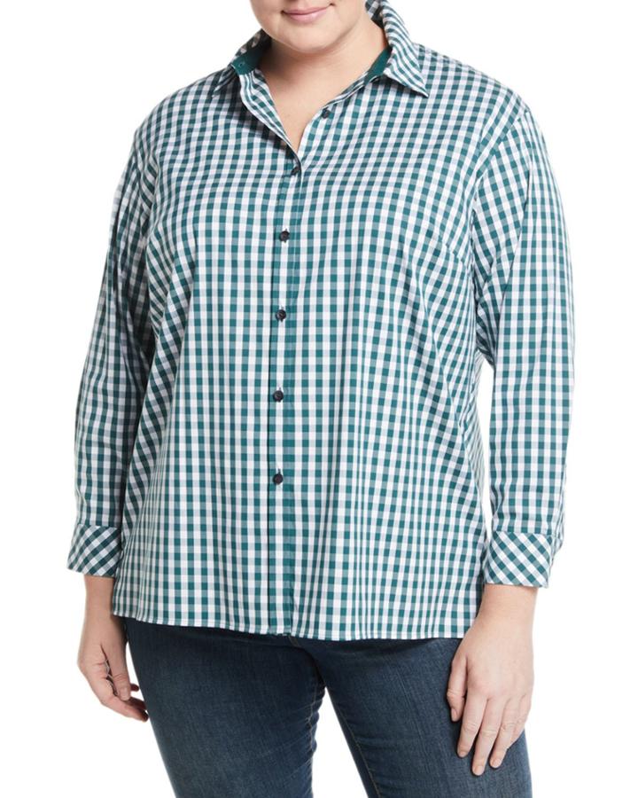 Jessie Gingham Button-front Blouse,