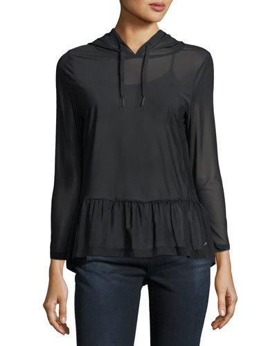 Mesh Ruffled Hoodie