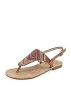 Brita Embroidered Studded T-strap