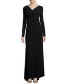 Long-sleeve Cowl-neck Knit Gown