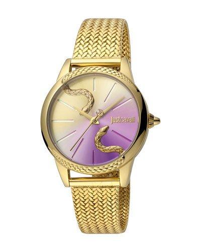 34mm Animal Icona Mesh Watch, Yellow/purple