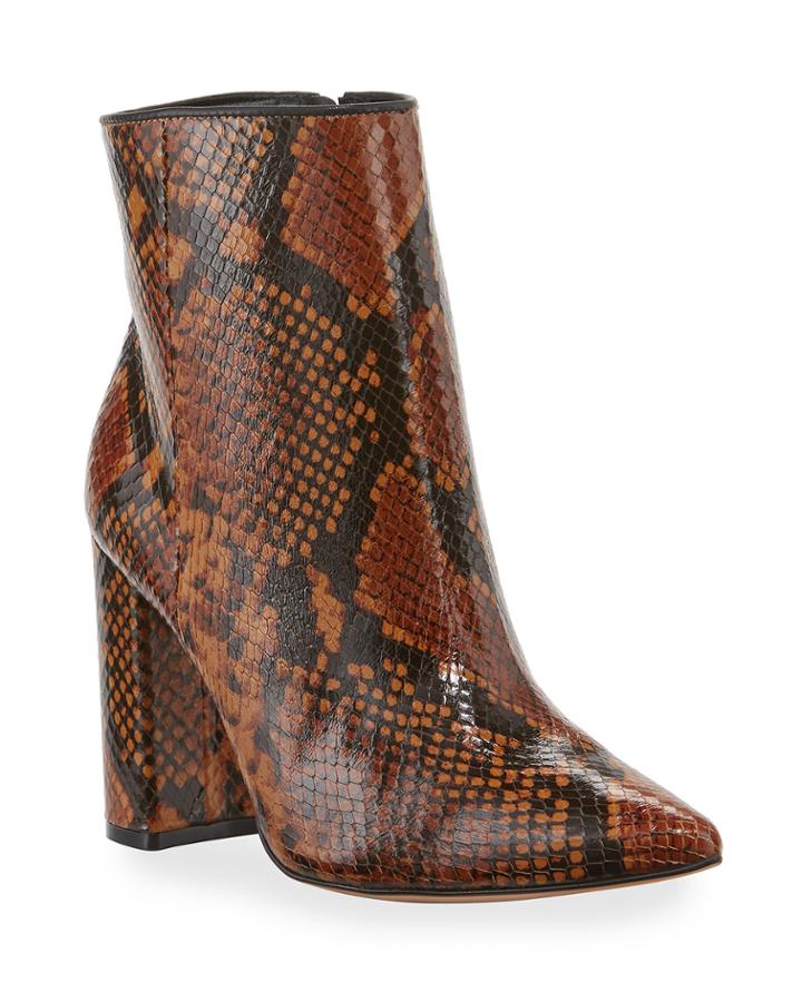 Nora Python-embossed Leather Booties