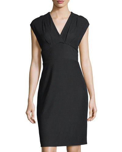 Chevron-knit V-neck Dress