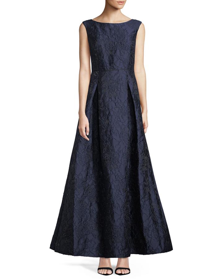 Lace-jacquard Evening Gown