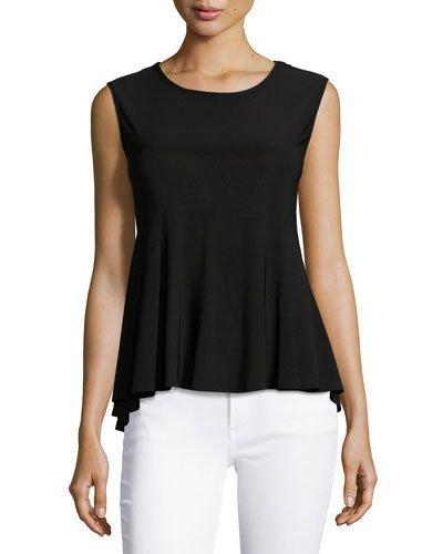 Sleeveless Knit Swing Tank, Black