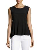 Sleeveless Knit Swing Tank, Black