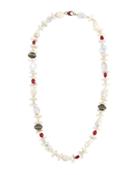 Baroque Pearl, Ruby & Sapphire Beaded Necklace