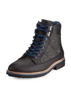 Hiker Mixed-media Leather Lace-up Boot, Black