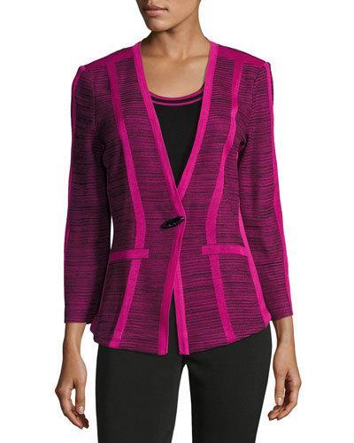 Toggle-front Knit Jacket, Pink/black