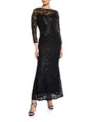 Lace Gown With Keyhole Back