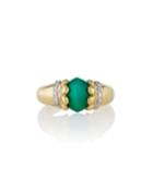 Estate 18k Yellow & White Gold Green Agate Diamond Ring,