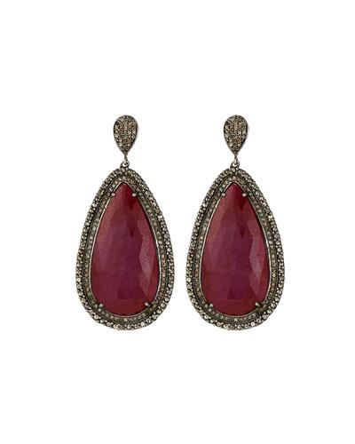 Diamond & Ruby Teardrop Earrings